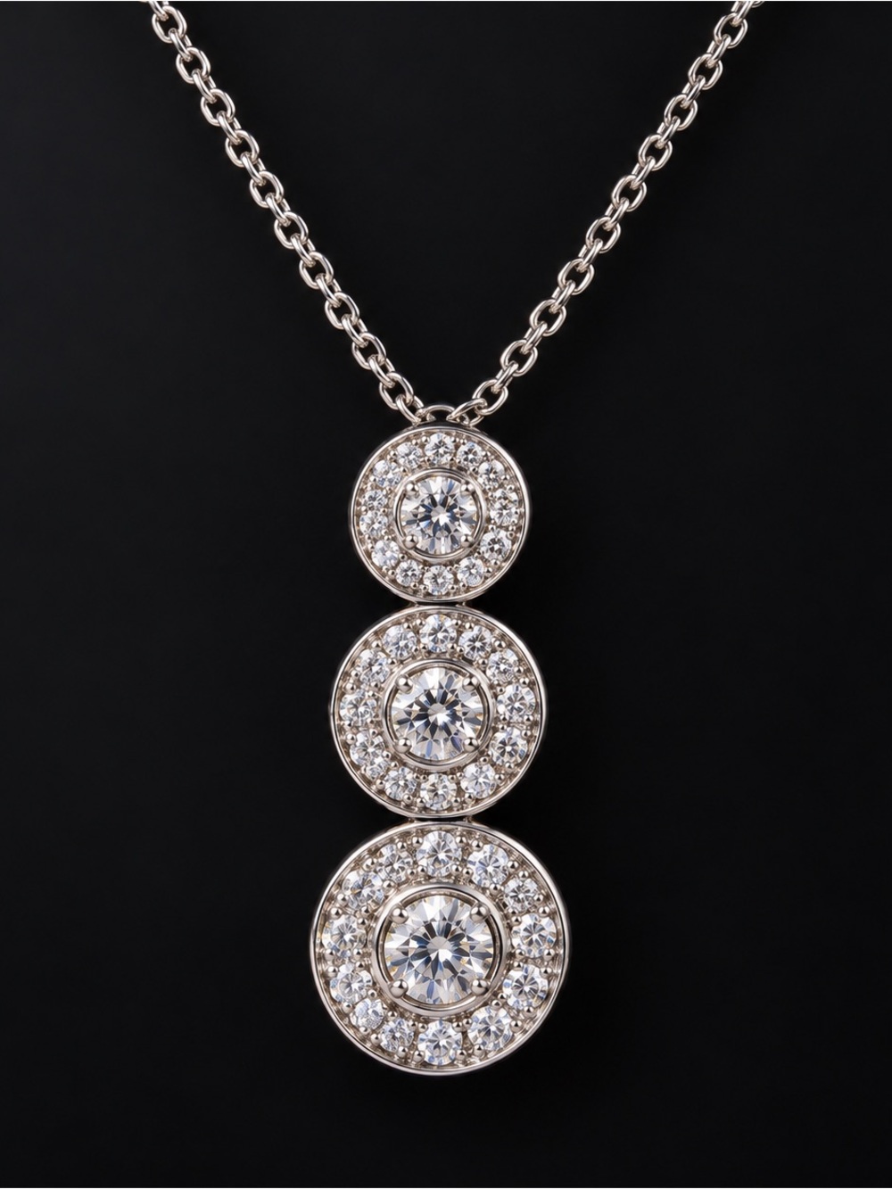 Tiffany & Co. Circlet Triple Drop Diamond Platinum Necklace 16”